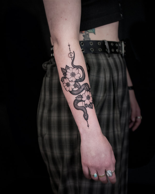 Snake Tattoo by tattoo artist Adam LoRusso Last Light Tattoo Studio Medford Massachusetts